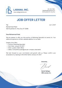 Simple Written Job Offer Example Job Offer Letter Example (Free Templates) | PostPatra