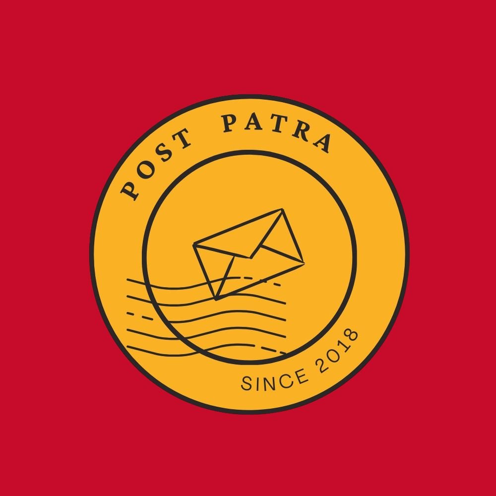 Postpatra yellow stamp round logo