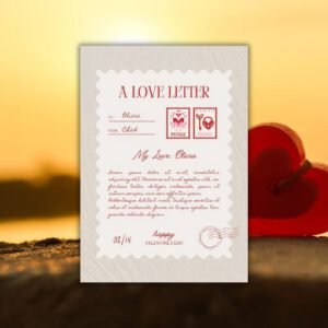 Beige and Red Aesthetic A Love Letter - Postpatra