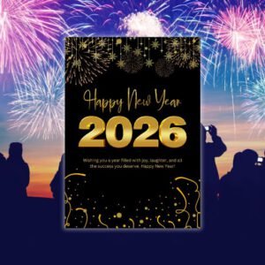 Black Gold Simple Happy New Year 2026 (A4) - Postpatra
