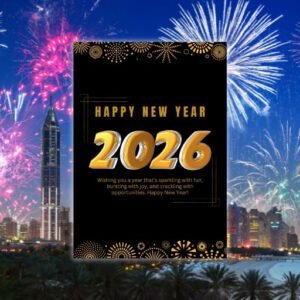 Black & Gold Simple Happy New Year 2026 (A4) - Postpatra