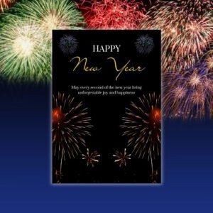 Black Modern Happy New Year A4 - Postpatra