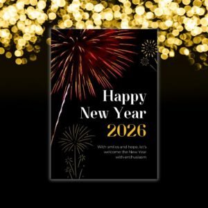 Black Simple Happy New Year A4 - Postpatra