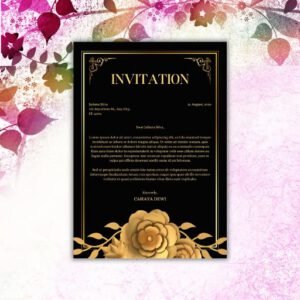 Black and Gold Simple Invitation Letter - Postpatra
