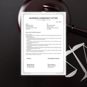 Black and White Simple Business Agreement Letter A4 - Postpatra