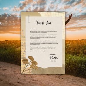 Brown Vintage Scrapbook Thank You Letter A4 - Postpatra