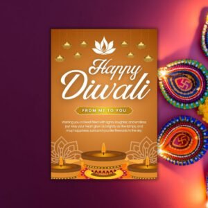 Brown and White Modern Happy Diwali A4 - Postpatra