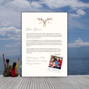 Cream Simple Photo Frame Christmas Thank You Letter - Postpatra