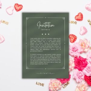 Dark Green and Beige Vintage Frame Invitation Letter A4 - Postpatra