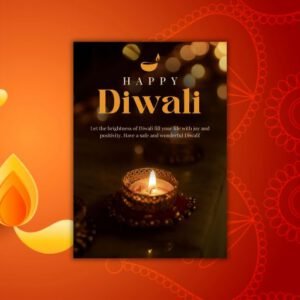 Gold and Brown Traditional Happy Diwali A4 - Postpatra