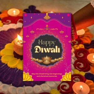 Magenta and Purple Elegant Happy Diwali A4 - Postpatra