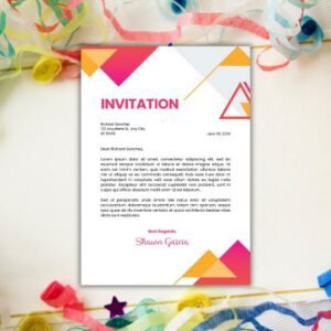 Orange Red Colorful Professional Invitation Letter A4 - Postpatra