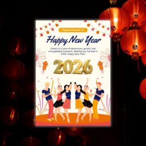 Orange and Pink Modern Happy New Year 2026 A4 - Postpatra