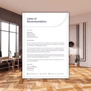 Pastel Purple White Clean Lines Generic Letter of Recommendation - Postpatra