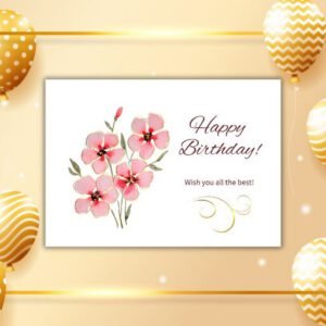 Pink Gold Green Floral Watercolor Happy Birthday Greeting Postcard - Postpatra
