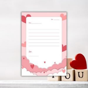 Pink White Cute Heart Valentine's Day Blank Love Letter (A4) - Postpatra