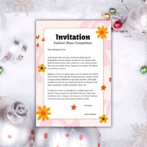 Pink and Yellow Fun Groovy Fashion Show Invitation Letter - Postpatra