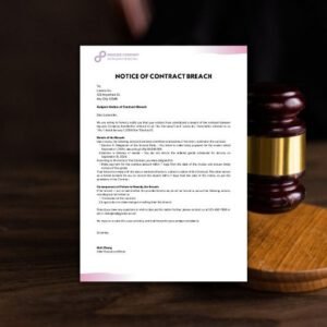 Purple White Simple Notice of Contract Breach Letter - Postpatra