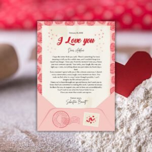 Red and Cream Cute Illustrated Love Letter - Postpatra