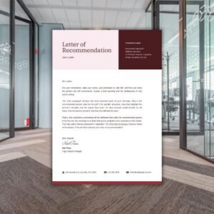 Scarlet Pink Color Blocks Generic Letter of Recommendation - Postpatra