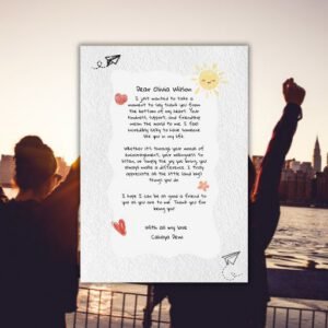 White Red and Yellow Playful Hand drawn Thank You Letter To Best Friend A4 - Postpatra