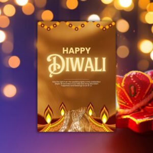 Yellow and Brown Illustrated Happy Diwali A4 - Postpatra