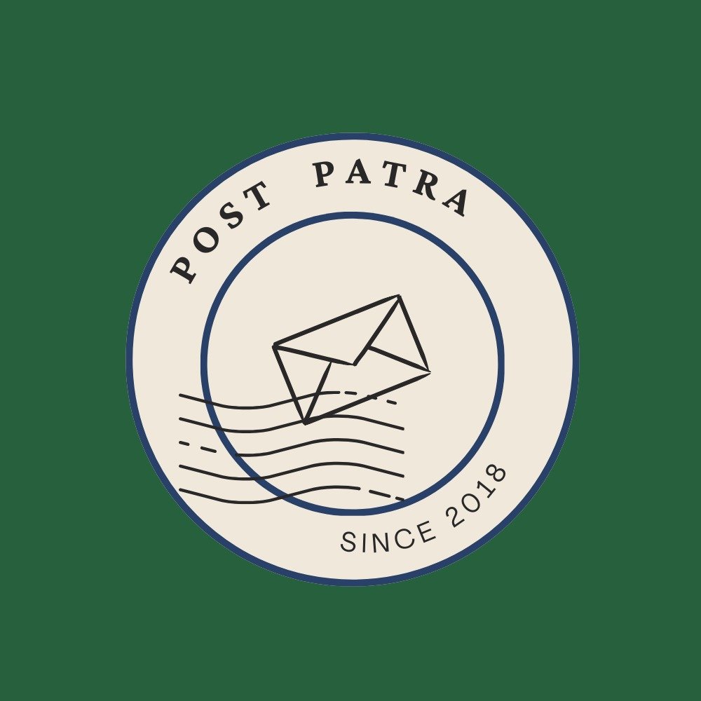 Postpatra green stamp round logo