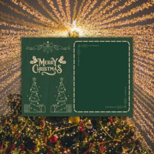 Beige Green Vintage Illustration Christmas Postcard - Postpatra