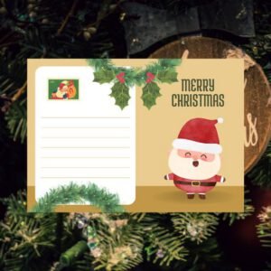 Beige Red Illustrative Vintage Christmas Postcard - Postpatra