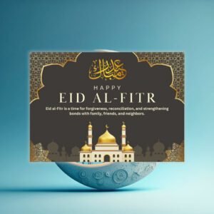 Black and Gold Illustrative Eid Al-Fitr Postcard - Postpatra