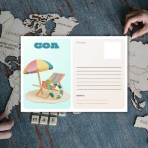 Blue Illustrative Goa Travel Postcard - Postpatra