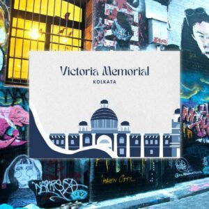 Blue and Grey Victoria Memorial Illustrated Postcard - Postpatra