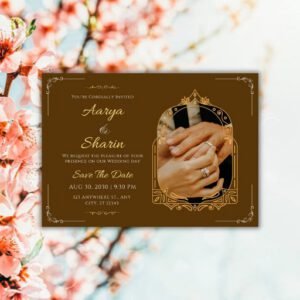Brown Traditional Indian Wedding Invitation Postcard - Postpatra