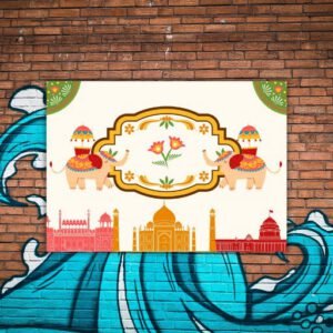 Colourful illustrated India Postcard - Postpatra