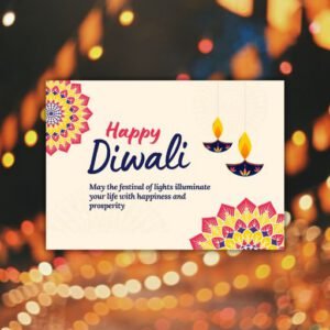 Cream and Red Organic Diwali Postcard - Postpatra