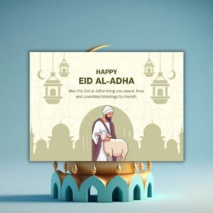 Green Illustrative Eid Al-Adha Postcard - Postpatra