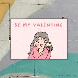 Pink Illustration Be My Valentine Postcard - Postpatra