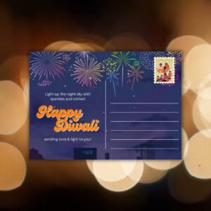 Purple And Orange Contemporary Indian Pattern Happy Diwali Postcard - Postpatra