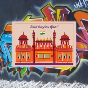 Purple & Orange Modern Illustrative Agra Travel Postcard - Postpatra