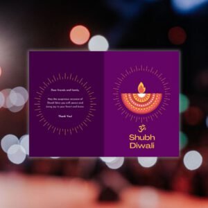 Purple and Yellow Lantern Illustration Diwali Postcard - Postpatra