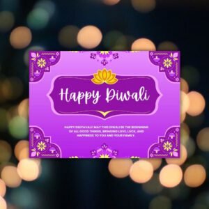 Purple and Yellow Modern Illustration Happy Diwali Postcard - Postpatra