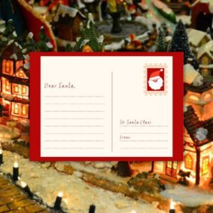 Red Cream Modern Simple Illustrative Playful Santa Letter Christmas Postcard - Postpatra