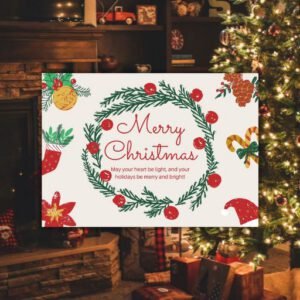 Red and Green Illustrative Merry Christmas Postcard - Postpatra