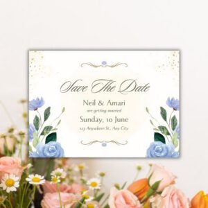 White and Green Floral Elegant Save the Date Postcard - Postpatra