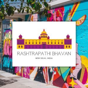 Yellow White Illustrative New Delhi Travel Postcard - Postpatra